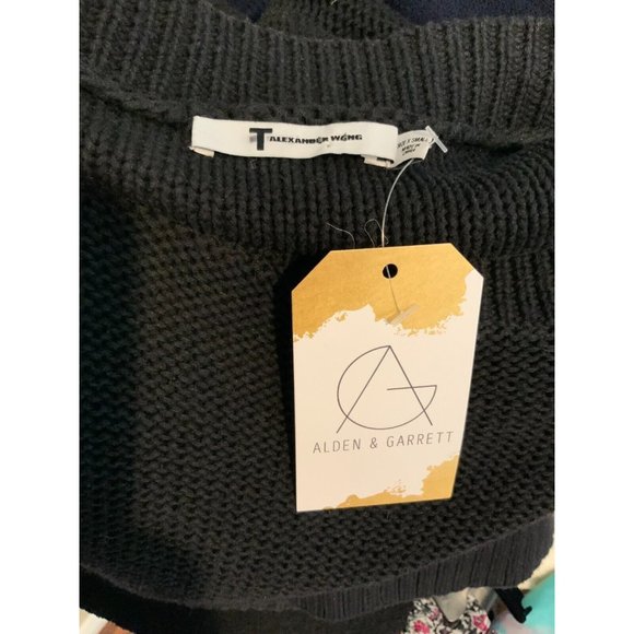 T Alexander Wang Black Boat Neck Sweater W/ Button Shoulder, Size XS - Picture 7 of 7